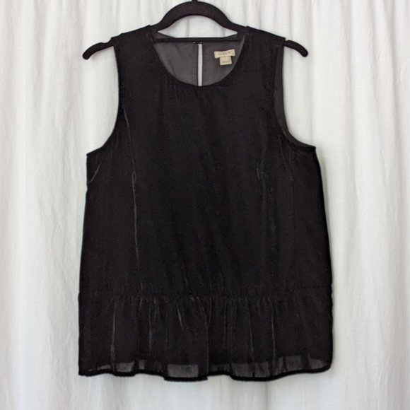 J Crew Black Velvet Peplum Blouse Size 4 - Picture 3 of 14